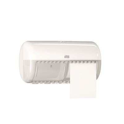 Tork Twin T4 toilet paper dispenser, white plastic