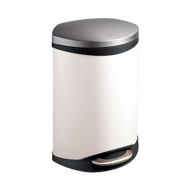 WeCare® Pedal bin, soft close, off-white/steel, 50 L