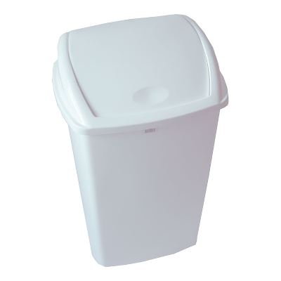 Garbage can with swing lid, 50 L, white