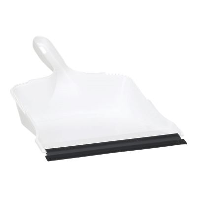 Dustpan w/rubber strip, white, plastic