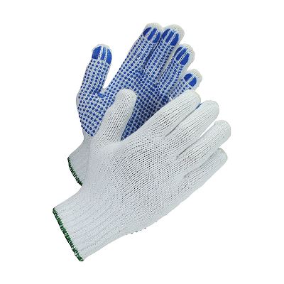 PVC-dotted work glove, white/blue, size 7/S