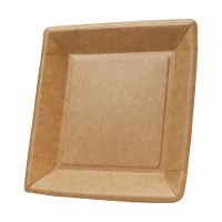 Gastrolux® plate, square, 23x23cm, brown, biodegradable