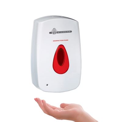WeCare® sensor dispenser with rental agreement, for foam disinfection, red drop, 800 ml