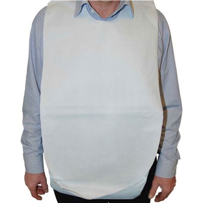 Adult mealtime protection/bib with pocket, white, 37 x 70 cm, pack of 100