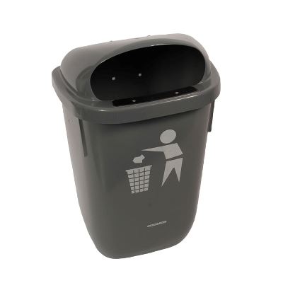 Garbage can, wall mounted, grey, 50 L